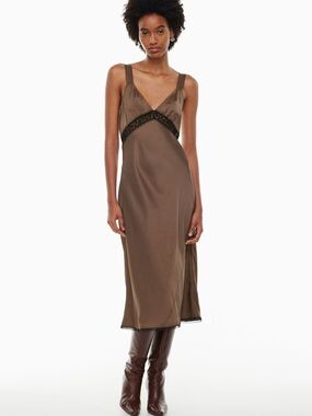 Aritzia Wilfred Twilight Cocoa Bean Midi Dress